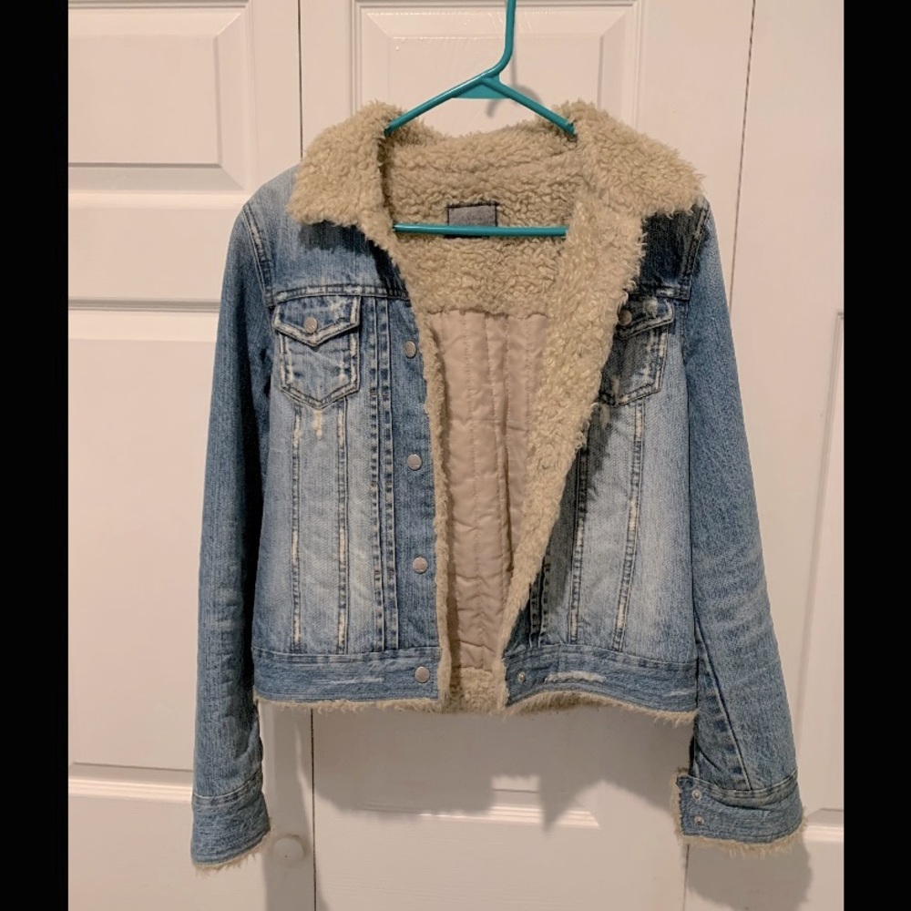 LVLX Blue Denim Bomber Jacket with fleece lining